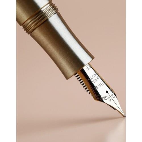 Delike Hunyuan Full Brass Stationery Office School Birthday Gift Solid EF F EF Nib Black Ink Fountain Pen Adults Kids Business