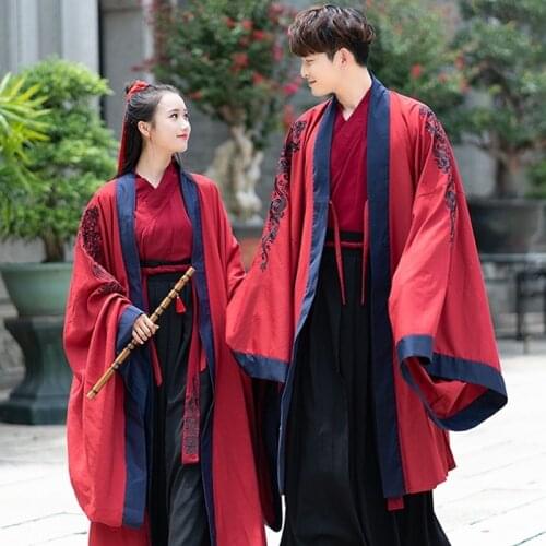 Big sleeve long robe Ru skirt suit mens Han costume ancient dress womens ancient fashion couples performance Costume