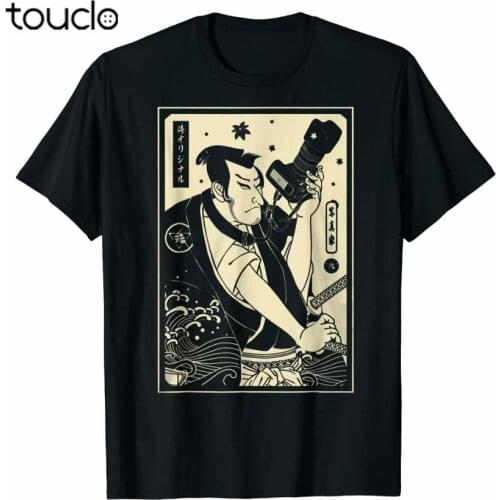 Samurai Photographer T Shirt Japanese Print Clothing Size S-3XL