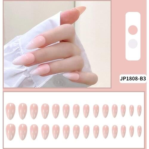 Glossy Ombre French Stilettos Fake Nails Gradient Pink Nude Long Sharp Artificial UV False Salon Party Nail Tips Faux Ongle NN