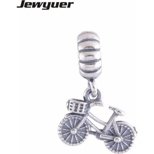 Fine jewelry dangle charms Fit snake chain for women DIY Make assessories 925 Sterling Silver Bicycle Charm bead Wholesale DA078