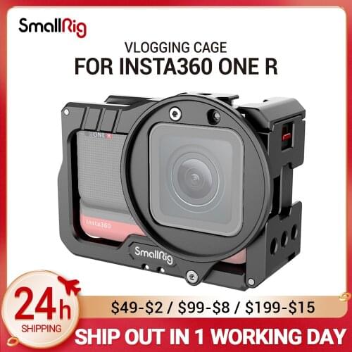 SmallRig Vlogging Cage & 52mm Filter Adapter for Insta360 ONE R 4K Edition W/ Two cold shoe mounts, multiple 1/4”-20 holes 2901
