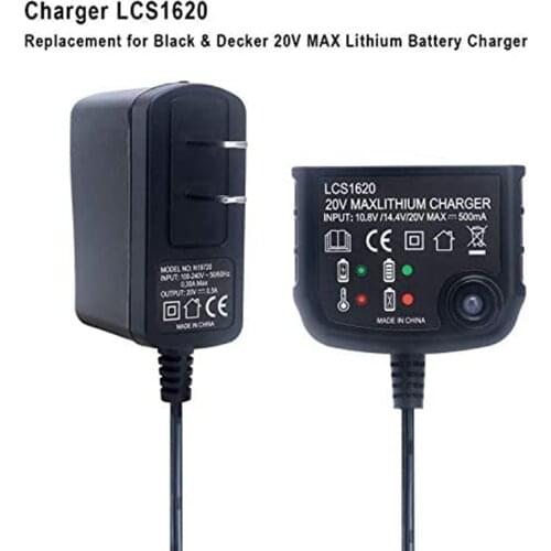 LCS1620 20V Lithium Battery Charger Compatible with Black & Decker 20V Lithium Battery LBXR20 LBX20 LB20 LBXR20-OPE
