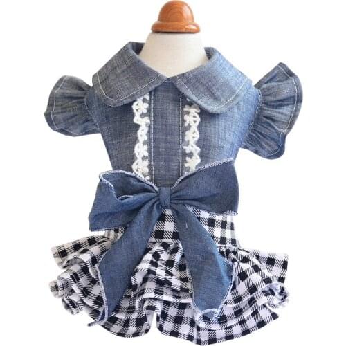 Summer Dog Dress Denim Skirt Cat Puppy Clothing Chihuahua Yorkie Clothes Poodle Pomeranian Yorkshire Costumes Pet Dresses Outfit