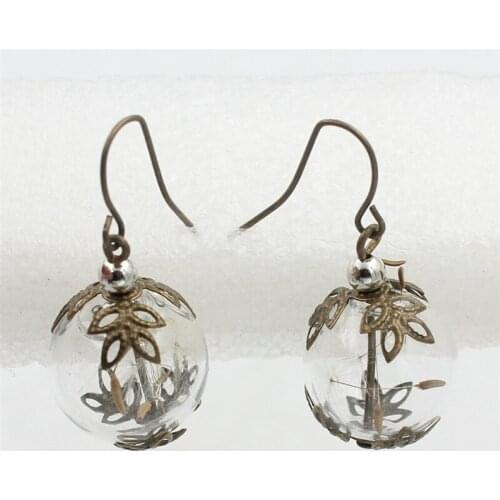 Personality hip hop rock Dandelion Earrings for women vintage style Antique Bronze Color quality jewelry accessories fj079