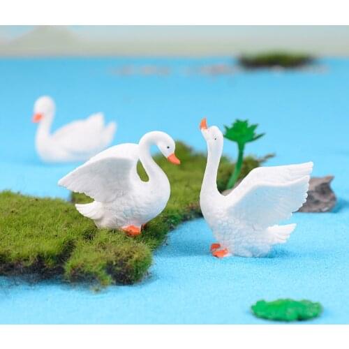 Miniature mini swan garden figurines fairy house garden home office desk decoration modern accessories resin miniatures gift