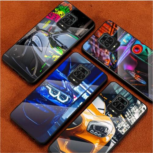 Fashion Sports car For Xiaomi Redmi Note 10 10S 9T 9S 9 8T 8 7 Phone Case Tempered Glass Hot New Shell Luxury Cove