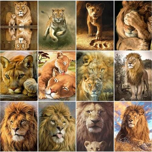 MomoArt Diamond Painting Lion Full Drill Square Diamond Embroidery Animal Cross Stitch Mosaic Picture Rhinestones Handicraft