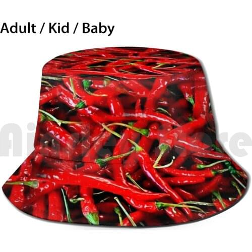 Can You Get Hotter Than This ? Sun Hat Foldable UV Protection Chilli Chilly Pepper Red Seamless Hot Veryhot Ouch