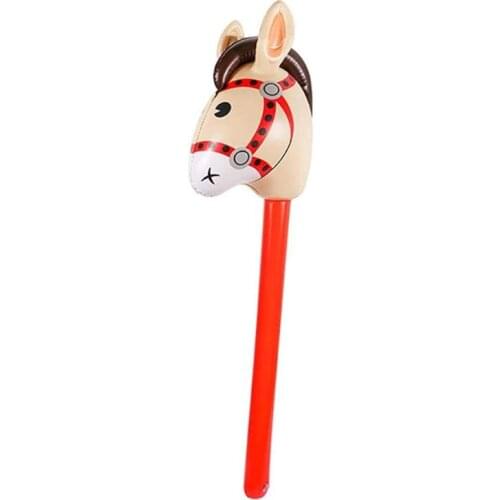 Inflatable Horse Heads Cowgirl Stick PVC Balloon Outdoor Educational Toys for Children Babies Birthday Gifts