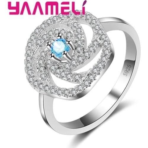 New Design Whirlpool Rings For Female 925 Sterling Silver Shinning Cubic Zirconia Engagement Wedding Rings Big Sale