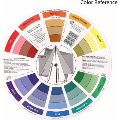 Professional Tattoo Nail Pigment 12 Color Wheel Paper Card Three-tier Design Mix Guide Round The Central Circle Rotates