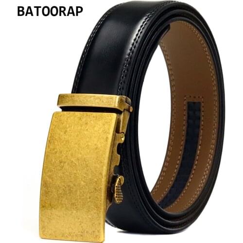 BATOORAP Designer Mens Belt Ratchet High Quality Genuine Leather Black Cowhide Male Business Waist Strap Fashion Accessories