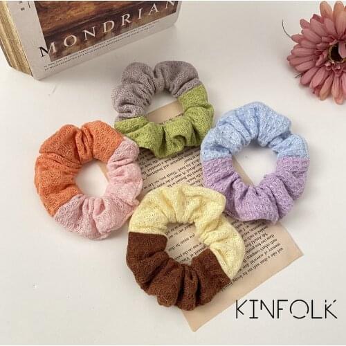 KINFOLK Hair Scrunchies Ponytail Hair Rubber Hair Band Hair Tie Striped Holder Rope Bands Accessories Girls Hairbands 2020