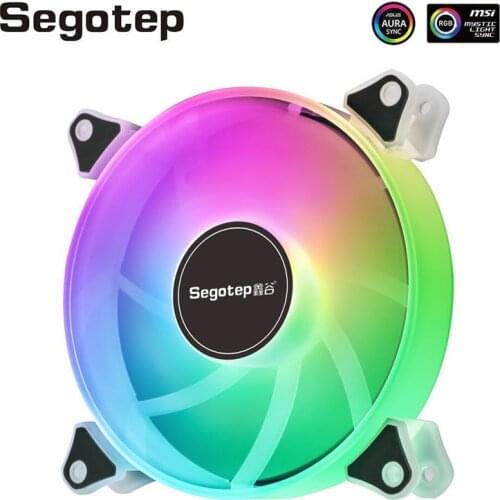 Segotep ARGB Computer Case Fan 120mm AURA SYNC 12V/4Pin PC Cooler Fan RGB 12V Quiet Heat Sink Case Fan Cooling