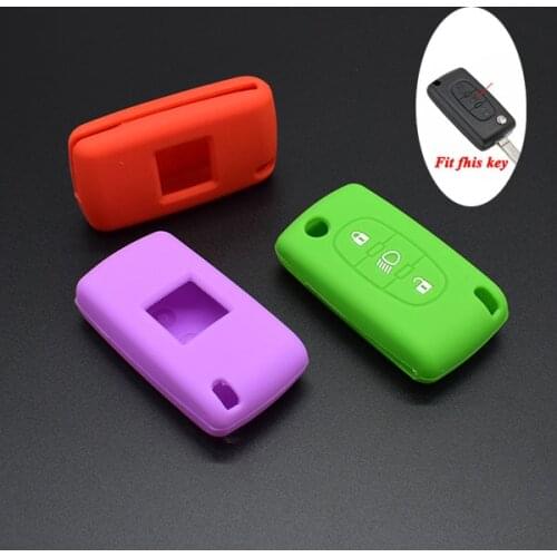 Silicone car key cover case shell skin protect for Citroen C2 C3 C4 Picasso Xsara C5 C6 Remote Folding 3 button key 10 pcs/lot