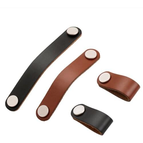 Nordic Furniture Drawer Hardware Handle Aluminum Wardrobe Cupboard Cabinet Handle Door Handle Environmental Artificial Leather