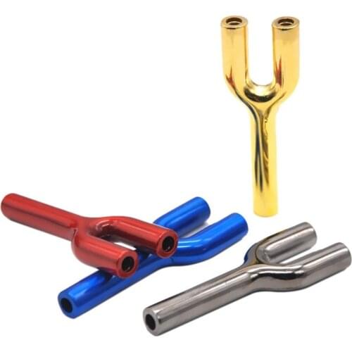 1 Pc Double Tubes Y shape Metal Flat Nose Snuff Bottle Snuff Snorter Sniffer Flat Mouth Tips Snuff High quality