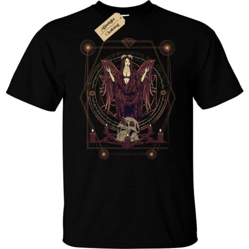 Dark Angel T-Shirt Mens gothic satanic skull pentagram witch magic
