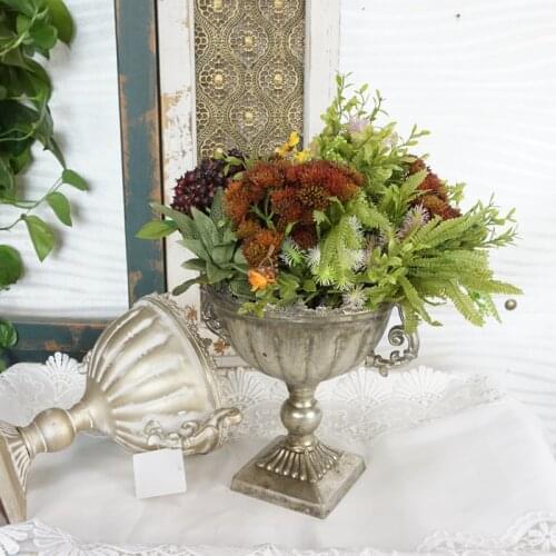 Trophy antique metal flower pots