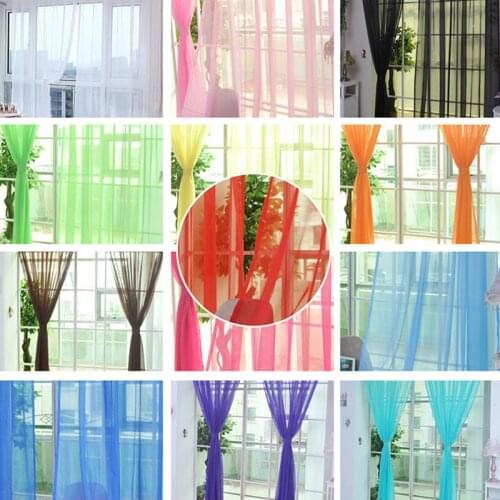 1 Pcs Rod Pocket Rainbow Curtain Pure Color Tulle Curtain For Living Room Sheer Voile Wedding Decor Modern Bedroom Window Tulle