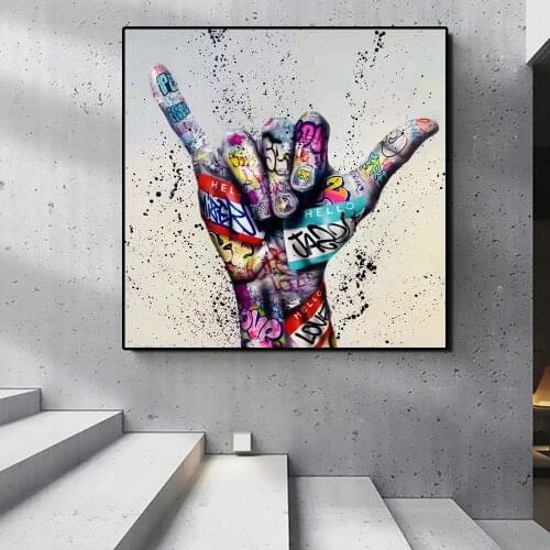 Street Graffiti Art Canvas Painting Lover Hands Art Wall Posters and Prints Artwork Picture for Living Room Cuadros Home Decor