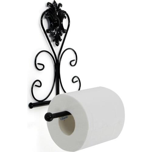 Vintage Iron Toilet Paper Towel Roll Holder Bathroom Wall Mount Rack Black New