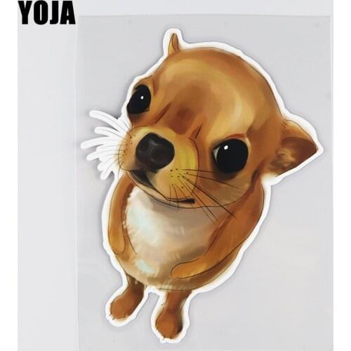 YOJA 11.8×15.5CM Fun Chihuahua Creative Window Decoration Decal Cartoon Body Car Stickers 19B-0095