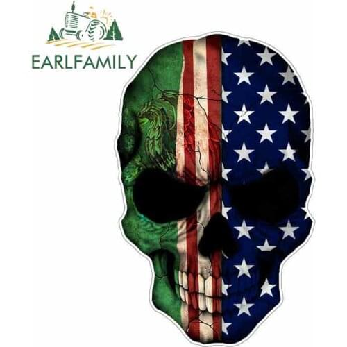 EARLFAMILY 13cm x 8.3cm For Skull Mexico Usa Funny Car Sticker Anime Bumper Decoration Fashion Occlusion Scratch Vinyl Car Wrap