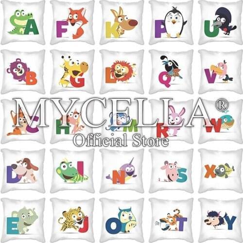 Funny Animals Pillowcase Cushion Creative 26 Letters Cover Sofa Pillow Cover Home Decorative throw Cushion Case Kids Baby Gift