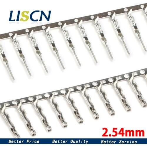 100Pcs Male and Female Dupont Reed Female Crimp Pin Jumper Terminal Connector Terminal Metal 2.54mm