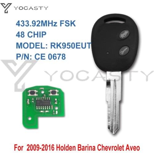 YOCASTY 2 buttons remote car key 433 MHz for Chevrolet Aveo 2009 2010 2011 2012 2015 2016 with 48 CHIP RK950EUT CE 0678 No Mark