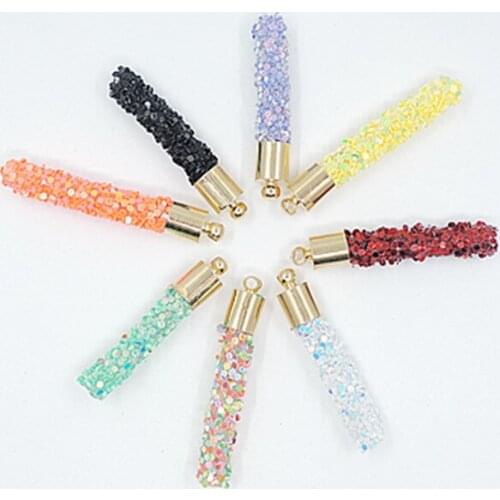 20pcs/lot creative PVC sequin tassels for diy earrings jewelry making findings charms tassels with gold cap jewelry accessories