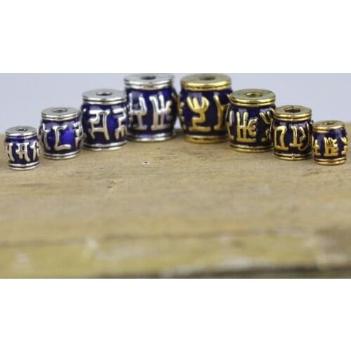 5pcs/lot Handcraft Nepal Tibetan Style Barrel Beads 8 10 12 14mm Drop Oil Alloy Charms Findings Enamel Spacer Beads DIY Jewelry