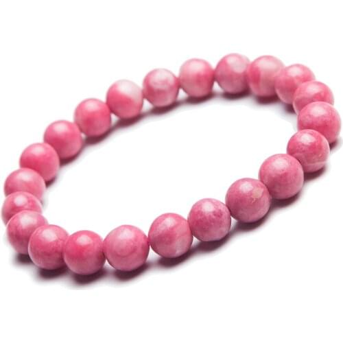 9mm Genuine Red Natural Rhodonite Bracelets For Women Lady Stretch Crystal Round Bead Natural Stone Bracelet