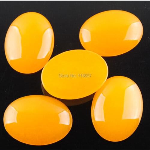 Free shipping Natural Yellow Jades Gem Stones Oval Cabochon CAB No Drill Hole 30x40x8mm Jewelry 5 Pcs/lot IU3136