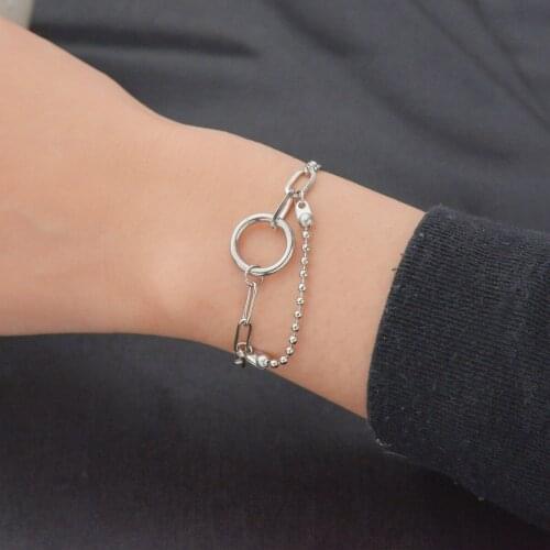 Acheerup 2021 Fashion Stainless Steel Bracelets for Women Double Glass Bead Circle Bracelet Gold Jewelry Birthday Couple Gift