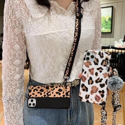 Tobebest Leopard Lanyard Phone Cases for iphone 12 11 pro max X XS XR 7 8 6 6S Plus SE 2020 12 mini Strap Soft IMD Back Cover