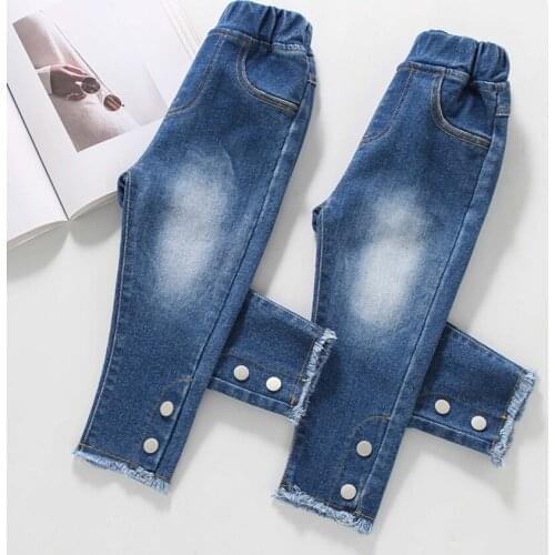 Girls Jeans Button Fly Toddler Girl Jeans Ripped Kids Jeans Girls Spring Autumn Baby Girl Clothes Casual Style