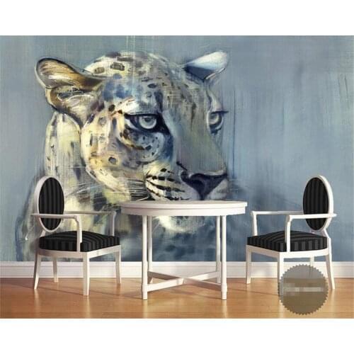 Beibehang Custom Photo Wallpaper 3D Leopard Close-up Animal Oil Painting Wallpaper Living Room Bedroom Interior Wallpaper mural