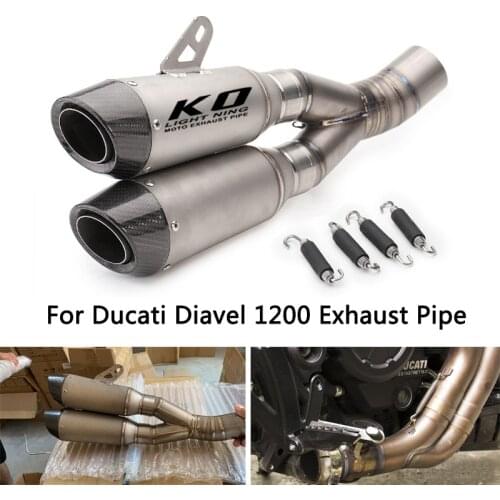 Slip-on Muffler for Ducati Diavel 1200 Motorcycle Exhaust Pipe Titanium Alloy Dual-out Escape No DB Killer Rear Exhaust Tips