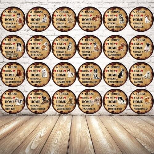 [ Kelly66 ] Dogs A House With Pomeranian Boxer Beagle Vintage Irregular Wall Art Decor Retro Iron Painting Sign DR-3 30CM