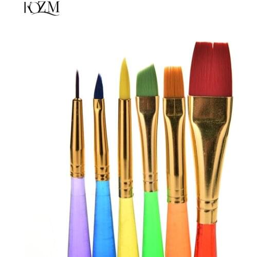 Educational Kids Watercolor Drawing Painting Kindergarten Crafts Nylon Handle Brush Great Paint Brushes Craft Toy 6 Pcs/Set
