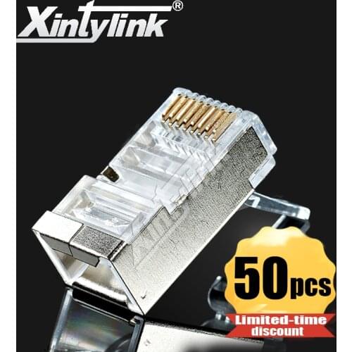 Xintylink rj45 connector ethernet cable plug rj 45 rg45 cat6 conector shielded male network stp cat 6 terminals jack lan 1.2mm