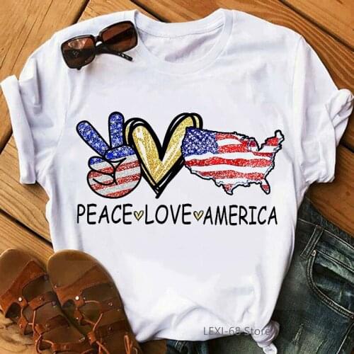 2021 hot sale peace love America/teach/tees letter print t shirt women graphic tshirt camisetas mujer haut femme t-shirt
