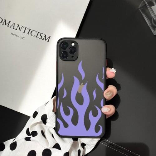 JAMULAR Fashion Purple Flame Pattern Phone Case For iPhone 12 XS MAX 11 Pro 7 XR X SE20 8Plus Transparent Hard Cover Matte Coque
