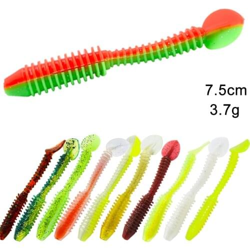 Soft Lures Ripple Shad Paddle Tail Worms Swimbait 24pcs 7.5cm 3.5g Silicon Rubber Perch Trout Fishing Lure
