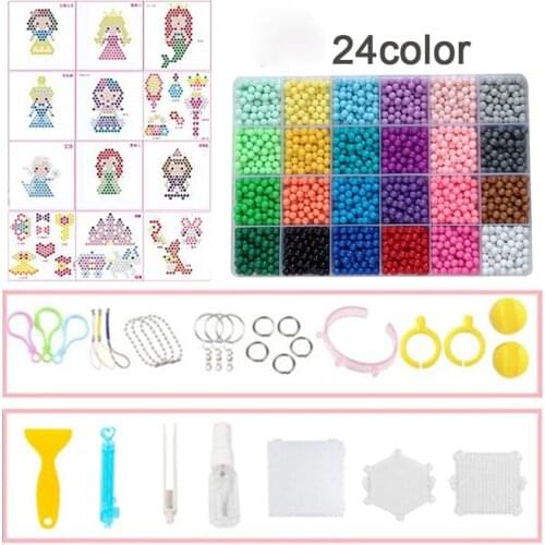 TUTULALA 24color/set Aqua Water Magic Sticky Beads Set with Accessary Puzzle Toys for Kids Childrens Toy Education Brain