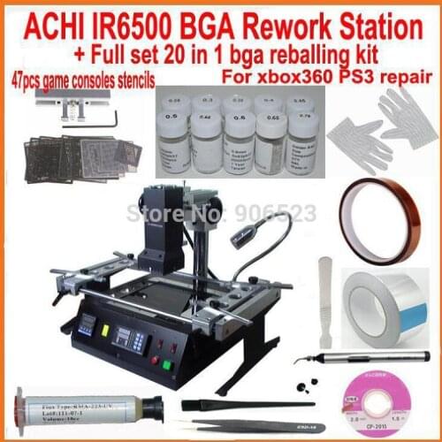 New ACHI IR6500 BGA rework reball station + full set 20 in 1 bga reballing kit for xbox360 ps3 WII game consoles repair