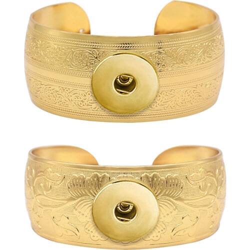 2021 NEW Flower Classical Gold Metal 18mm Snap Button Jewelry DIY Bangles TP2165 BOBOSGIRL